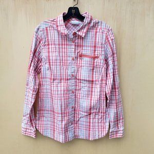 Columbia Women's Long Sleeve Button Down Plaid Shirt - Large
